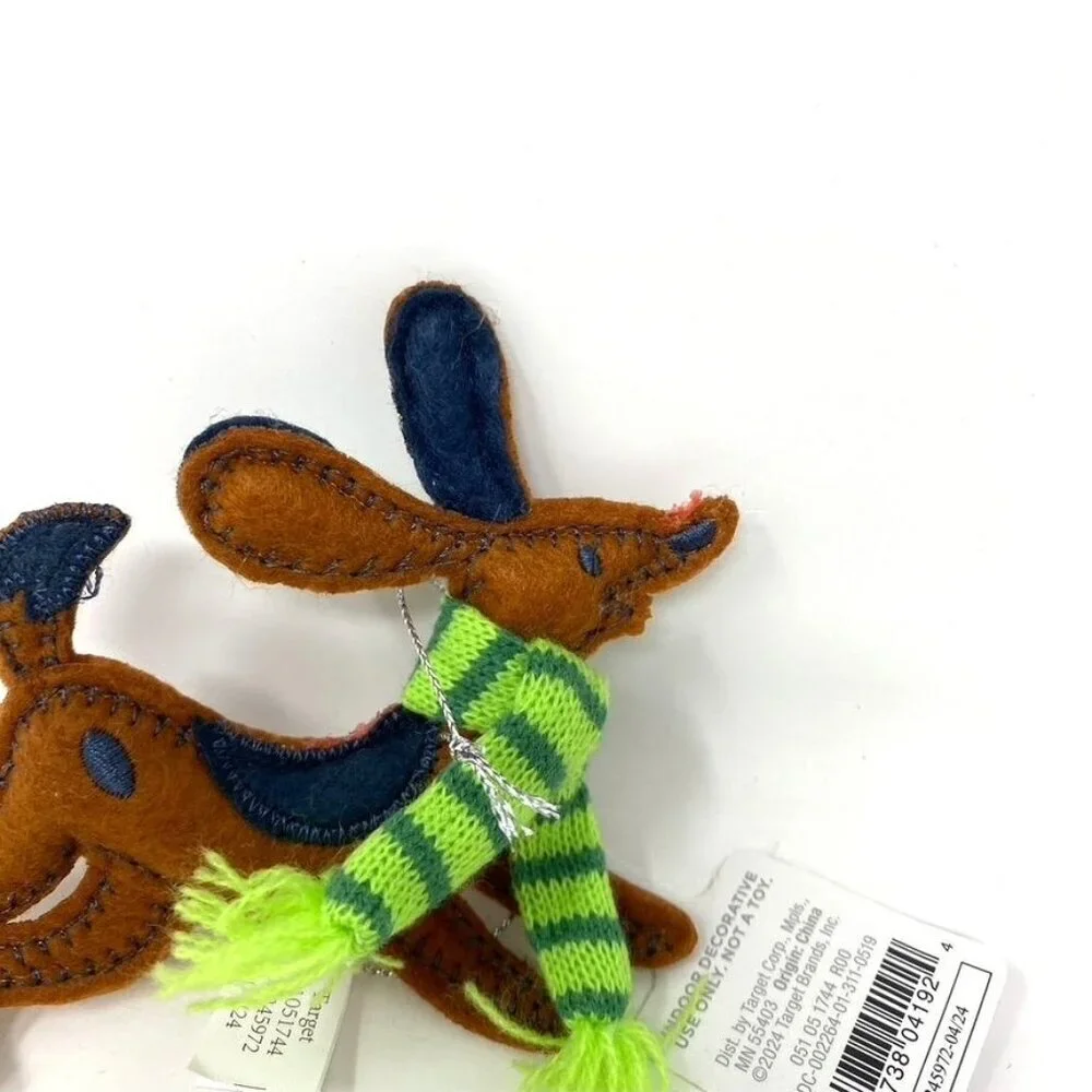 Target Wondershop™ Fabric Hound Dog Green Scarf Christmas Tree Ornament Brown